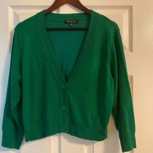 YEMAK Women's Cropped Cardigan 1X PinUp Green